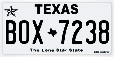 TX license plate BOX7238