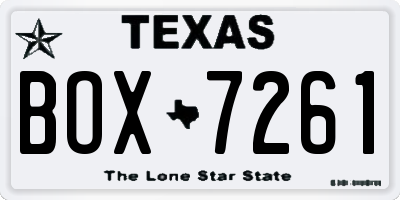 TX license plate BOX7261