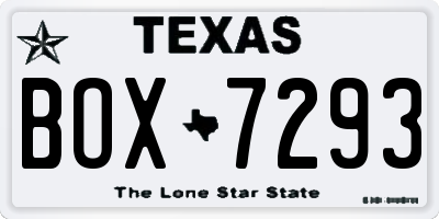 TX license plate BOX7293