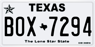 TX license plate BOX7294