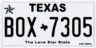 TX license plate BOX7305