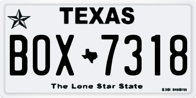 TX license plate BOX7318