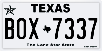 TX license plate BOX7337