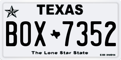 TX license plate BOX7352