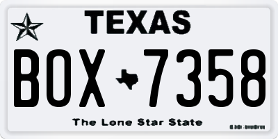 TX license plate BOX7358