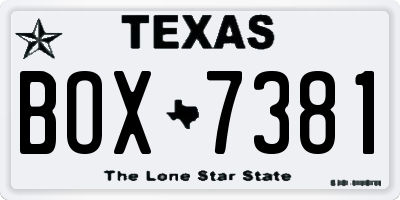 TX license plate BOX7381