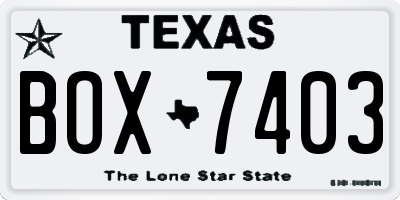 TX license plate BOX7403