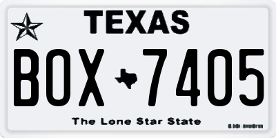 TX license plate BOX7405