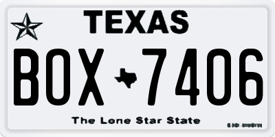 TX license plate BOX7406