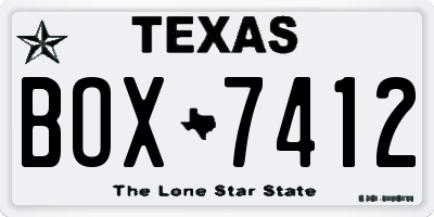 TX license plate BOX7412