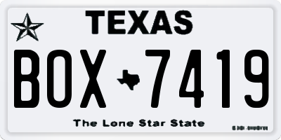 TX license plate BOX7419