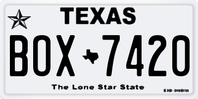 TX license plate BOX7420