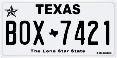 TX license plate BOX7421