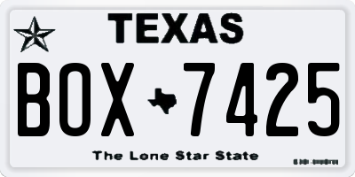 TX license plate BOX7425