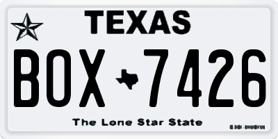 TX license plate BOX7426