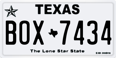 TX license plate BOX7434
