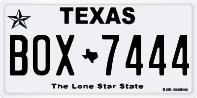 TX license plate BOX7444