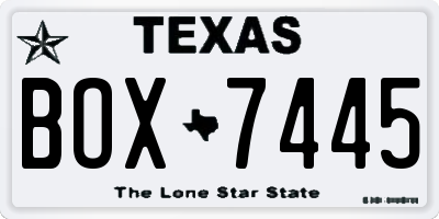 TX license plate BOX7445