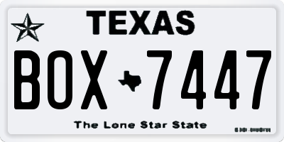 TX license plate BOX7447