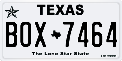 TX license plate BOX7464