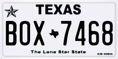 TX license plate BOX7468