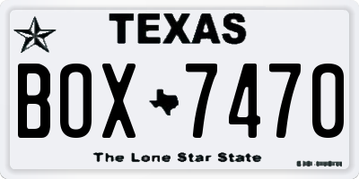 TX license plate BOX7470