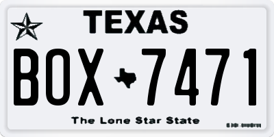 TX license plate BOX7471