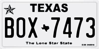 TX license plate BOX7473