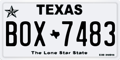 TX license plate BOX7483