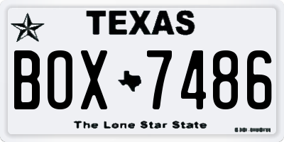 TX license plate BOX7486
