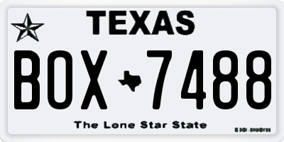 TX license plate BOX7488