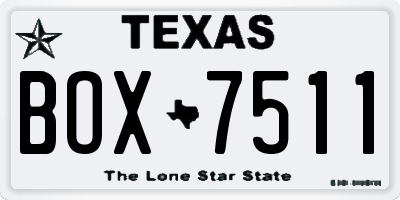 TX license plate BOX7511