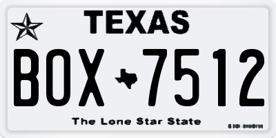 TX license plate BOX7512