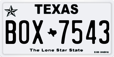 TX license plate BOX7543