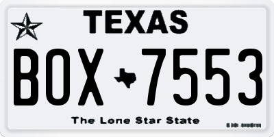 TX license plate BOX7553