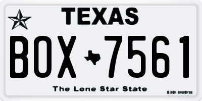 TX license plate BOX7561