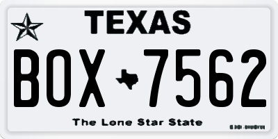 TX license plate BOX7562