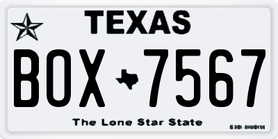 TX license plate BOX7567