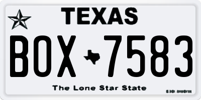 TX license plate BOX7583