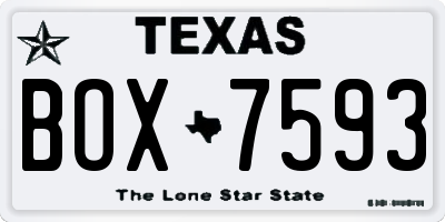 TX license plate BOX7593