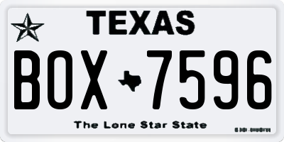 TX license plate BOX7596