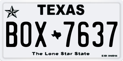 TX license plate BOX7637