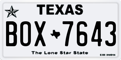 TX license plate BOX7643