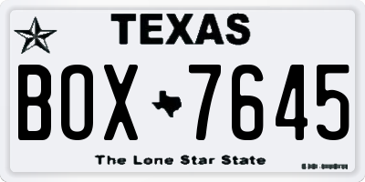 TX license plate BOX7645