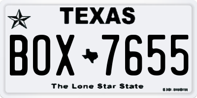 TX license plate BOX7655