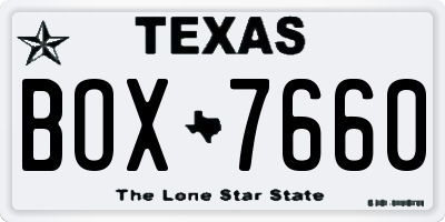 TX license plate BOX7660