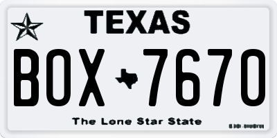 TX license plate BOX7670