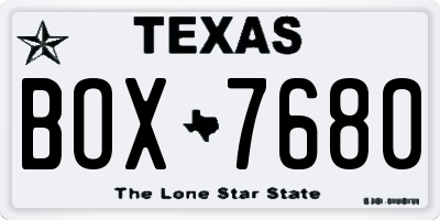 TX license plate BOX7680