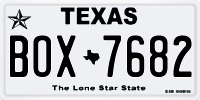 TX license plate BOX7682
