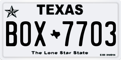 TX license plate BOX7703